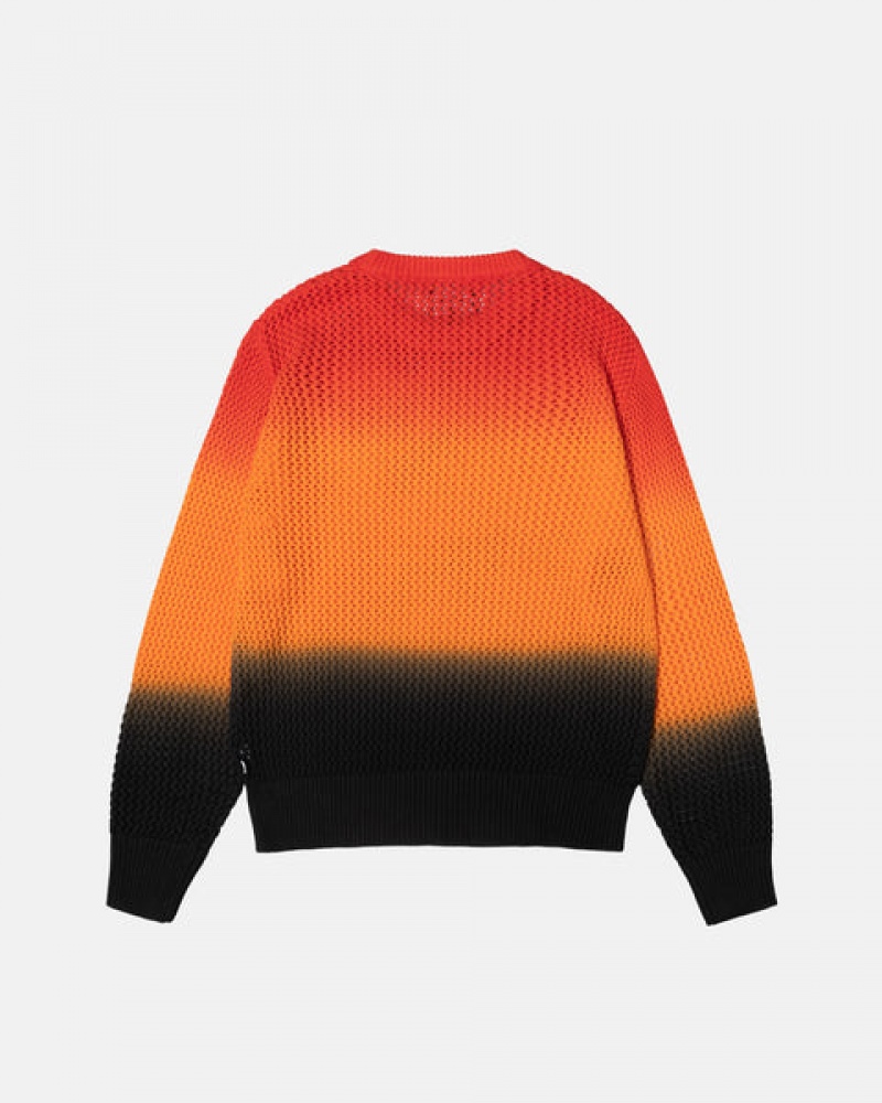 Black / Red Men's Stussy Pigment Dyed Loose Gauge Knit Sweaters Philippines | PPS-6790