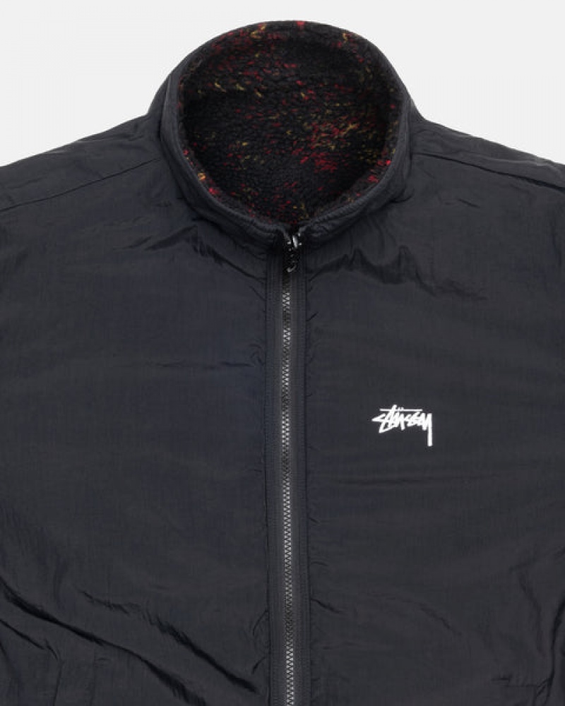 Black / Red Men's Stussy Sherpa Reversible Jackets Philippines | OQY-2972