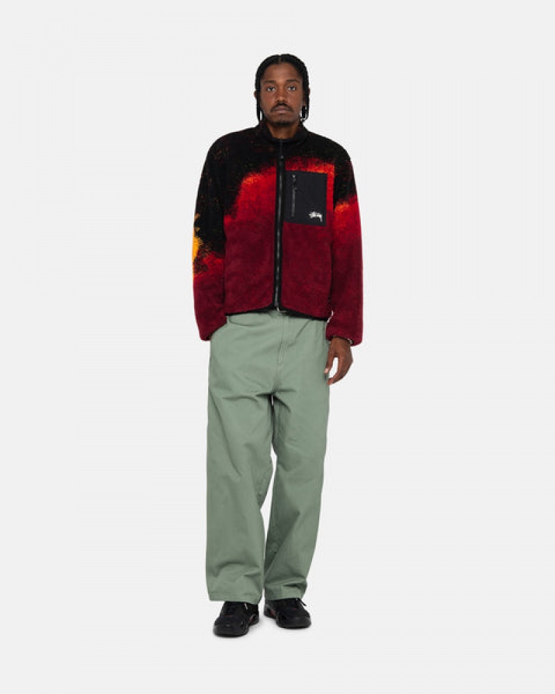 Black / Red Men's Stussy Sherpa Reversible Jackets Philippines | OQY-2972