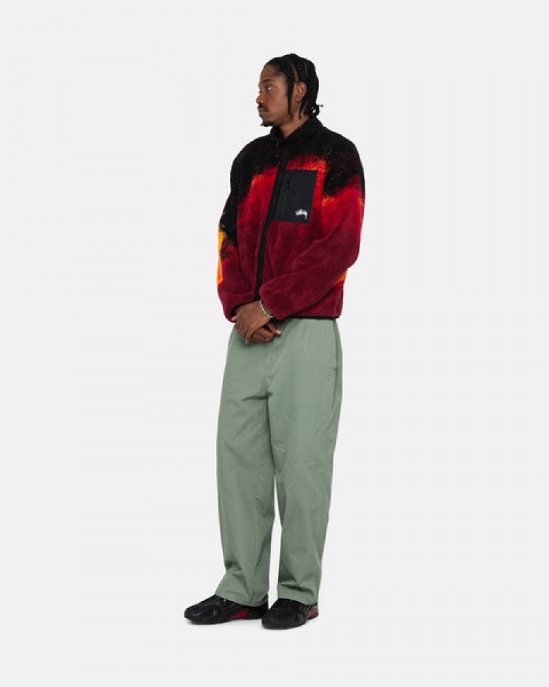 Black / Red Men's Stussy Sherpa Reversible Jackets Philippines | OQY-2972