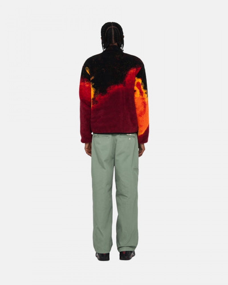 Black / Red Men's Stussy Sherpa Reversible Jackets Philippines | OQY-2972