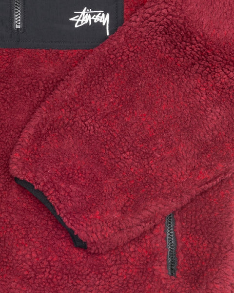 Black / Red Men's Stussy Sherpa Reversible Jackets Philippines | OQY-2972