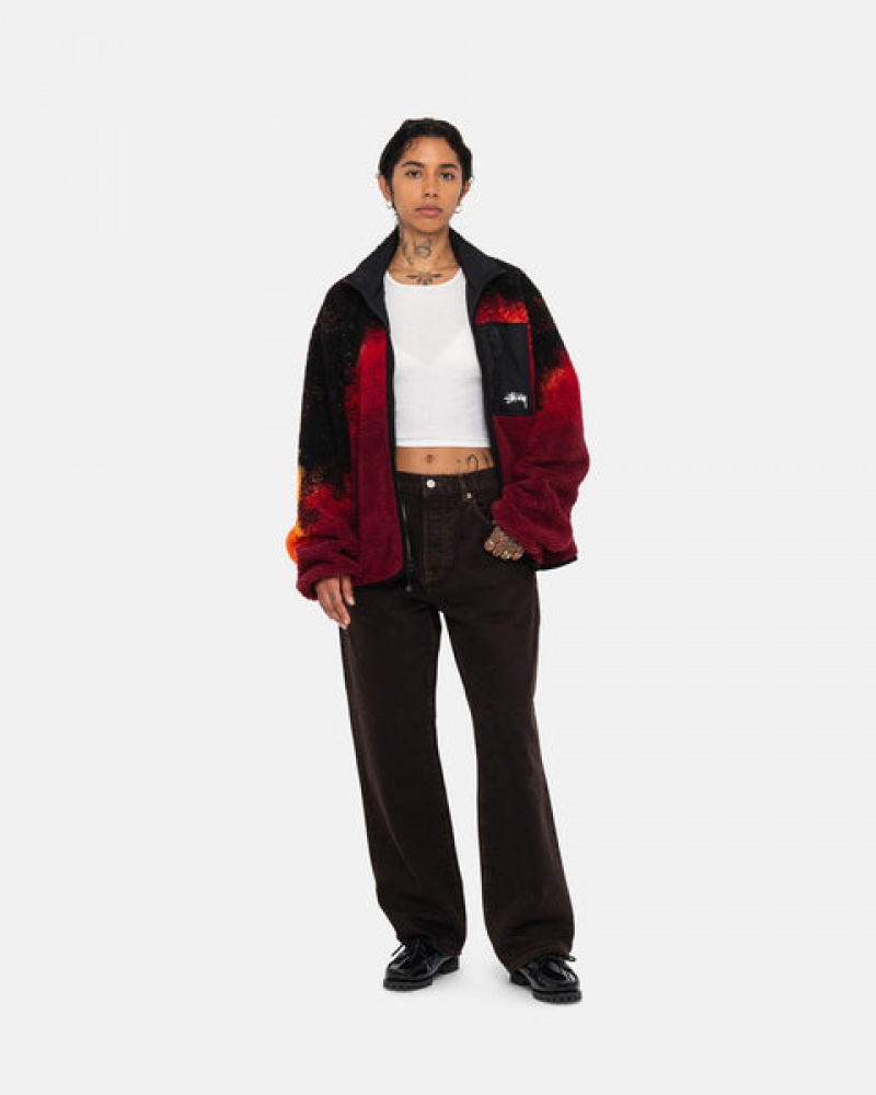 Black / Red Men's Stussy Sherpa Reversible Jackets Philippines | OQY-2972