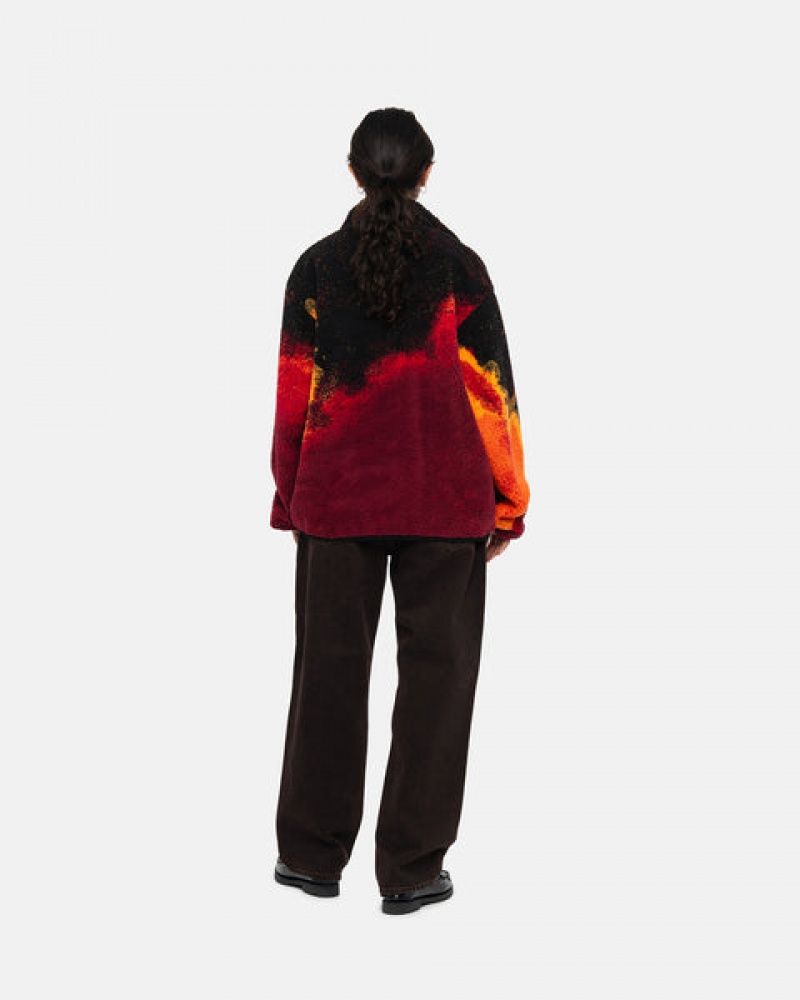 Black / Red Women's Stussy Sherpa Reversible Jackets Philippines | MBL-3975