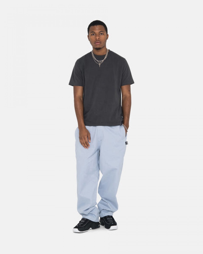 Blue Men's Stussy Brushed Beach Pants Philippines | WOA-6394