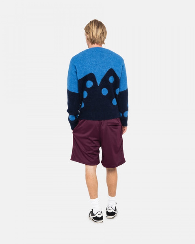 Blue Men's Stussy Dice Fuzzy Crew Sweaters Philippines | QXN-1689