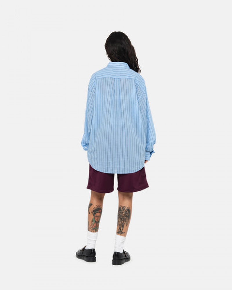 Blue Men's Stussy Light Weight Classic Shirts Philippines | SDQ-6633