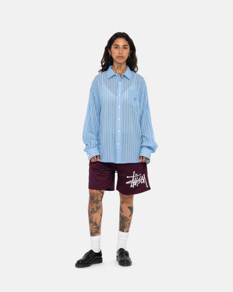 Blue Men's Stussy Light Weight Classic Shirts Philippines | SDQ-6633