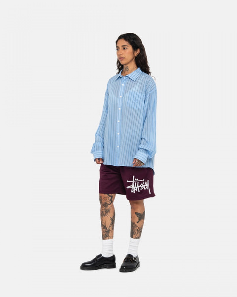 Blue Men's Stussy Light Weight Classic Shirts Philippines | SDQ-6633