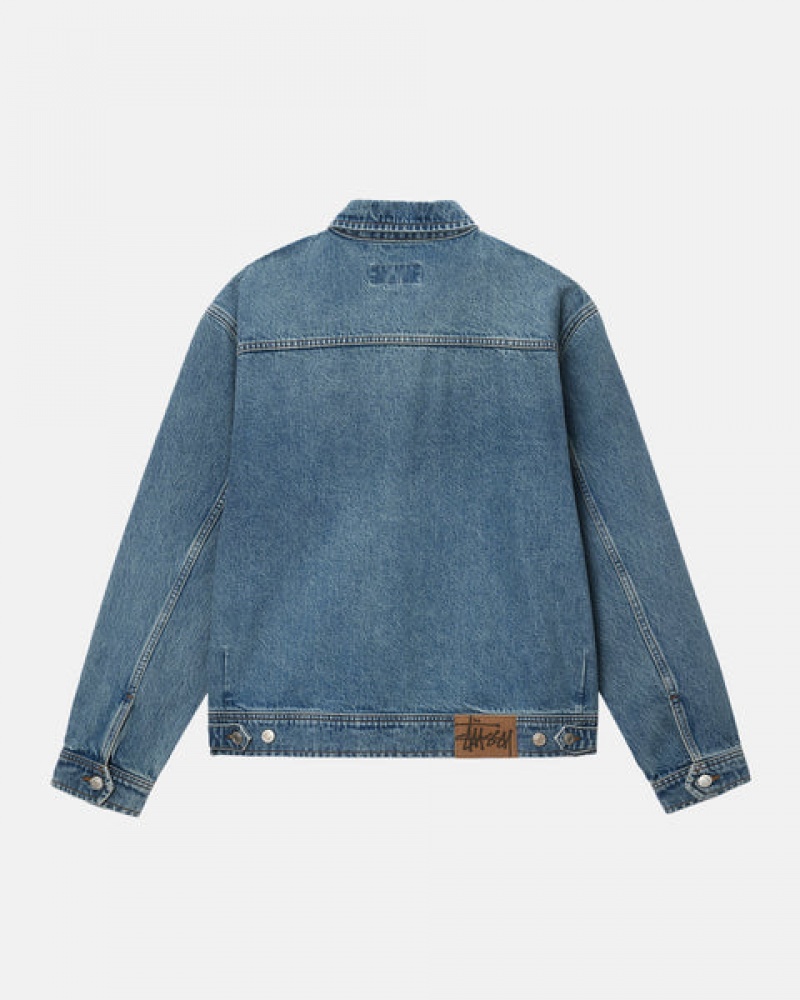 Blue Women's Stussy Zip Work Jacket Denim Philippines | VKJ-3500