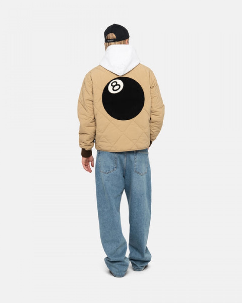 Brown Men's Stussy 8 Ball Quilted Liner Jackets Philippines | UPO-8434