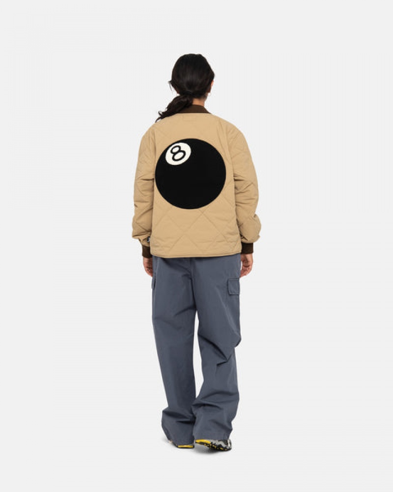 Brown Men's Stussy 8 Ball Quilted Liner Jackets Philippines | UPO-8434