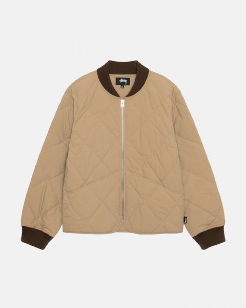 Brown Men's Stussy 8 Ball Quilted Liner Jackets Philippines | UPO-8434