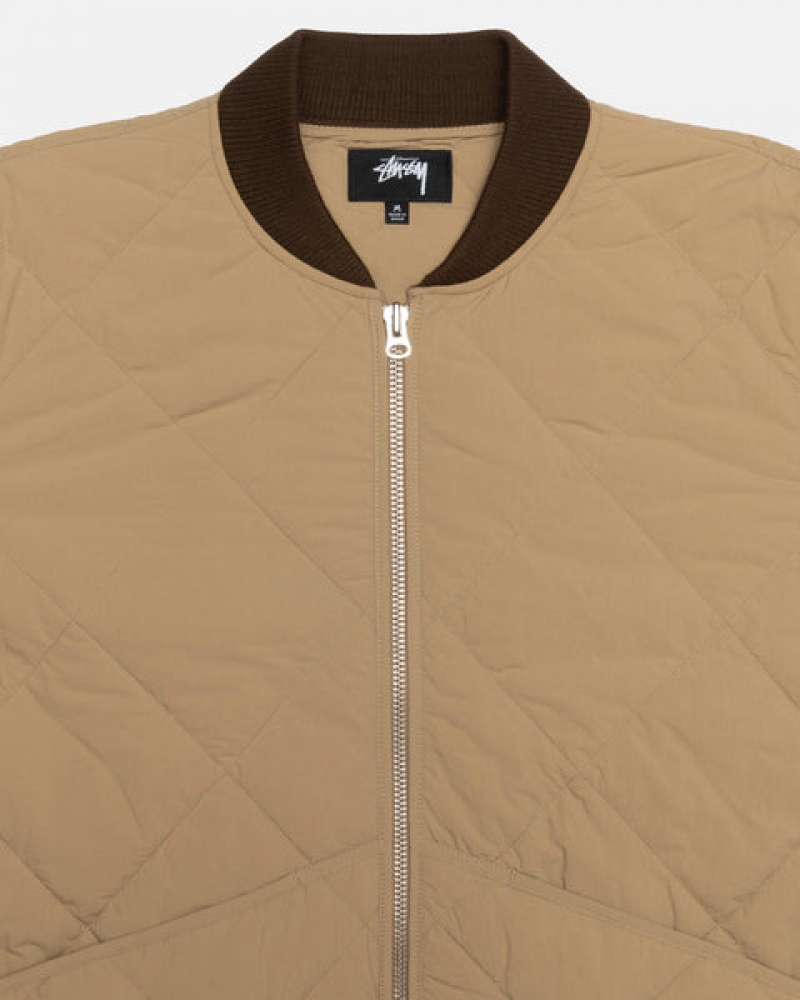 Brown Men's Stussy 8 Ball Quilted Liner Jackets Philippines | UPO-8434