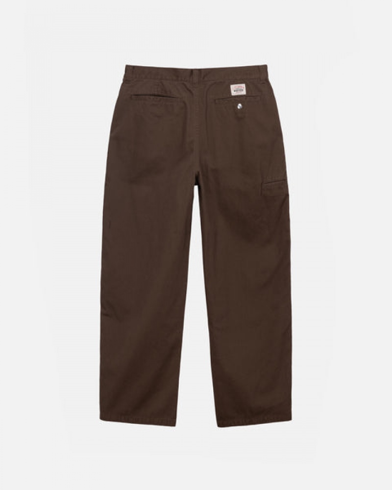 Brown Men's Stussy Workgear Trouser Twill Pants Philippines | PNL-4962