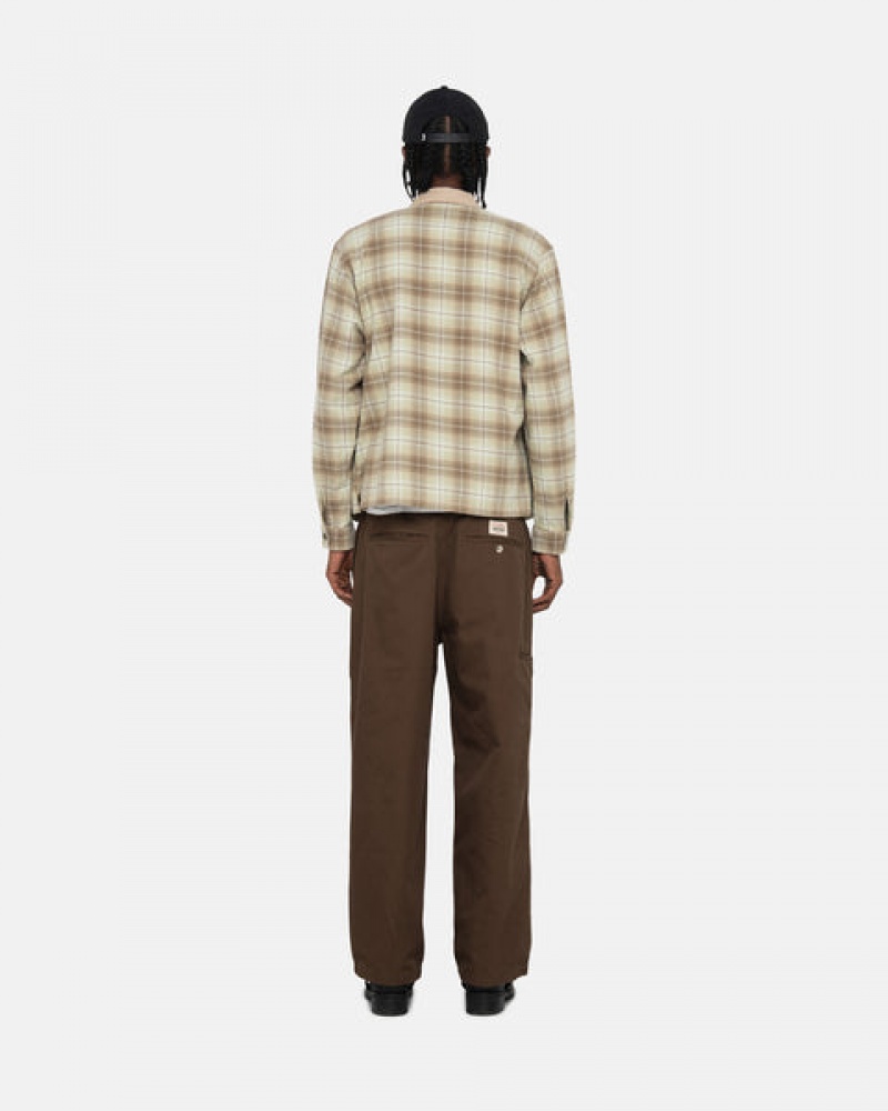 Brown Women's Stussy Frank Plaid Zip Shirts Philippines | XJC-1624