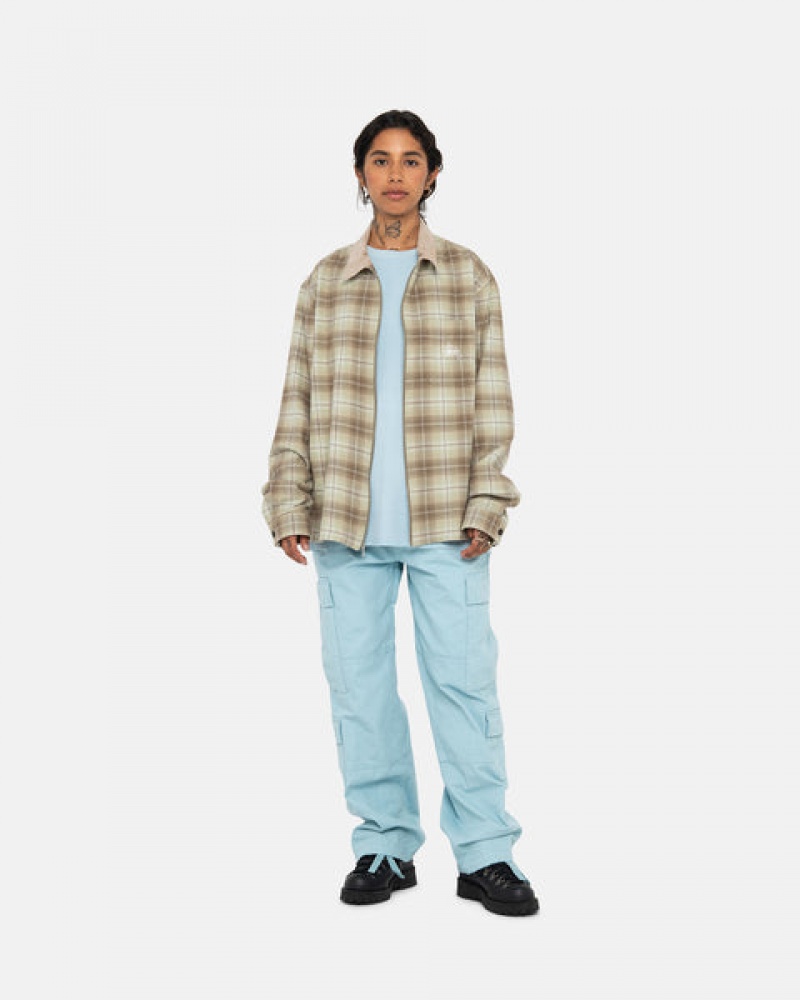 Brown Women's Stussy Frank Plaid Zip Shirts Philippines | XJC-1624