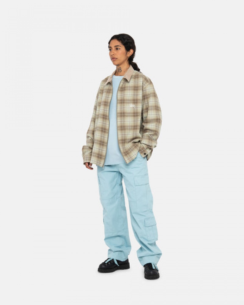 Brown Women's Stussy Frank Plaid Zip Shirts Philippines | XJC-1624