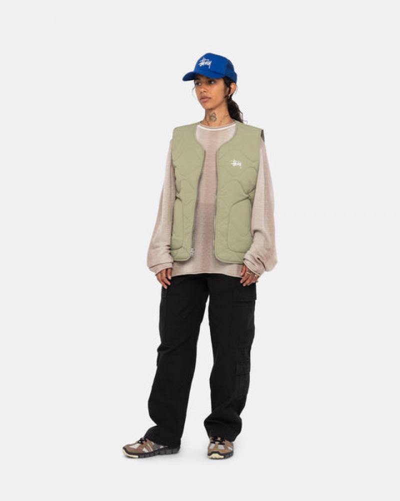 Brown Women's Stussy Recycled Nylon Liner Vest Philippines | AGO-4073