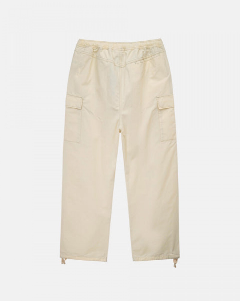 Cream Men's Stussy Beach Pant Ripstop Cargo Pants Philippines | FZL-9594