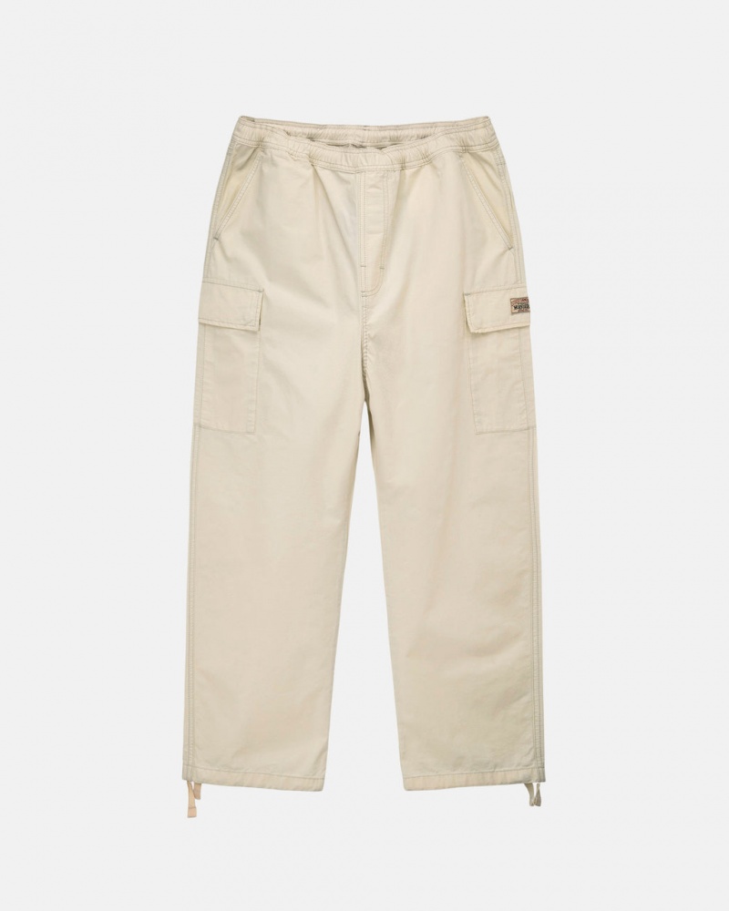 Cream Men\'s Stussy Beach Pant Ripstop Cargo Pants Philippines | FZL-9594