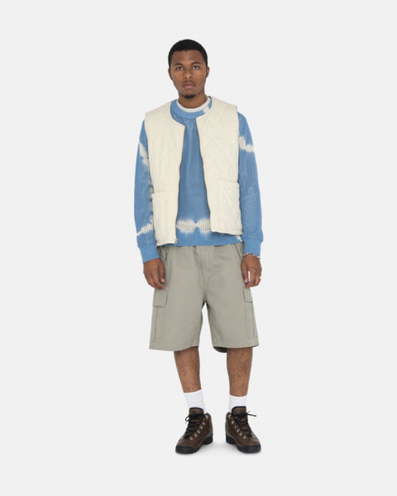 Cream Men's Stussy Diamond Quilted Vest Philippines | XGA-5228