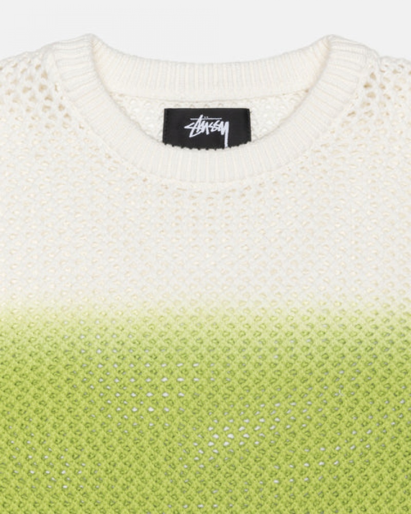 Dark Green Men's Stussy Pigment Dyed Loose Gauge Knit Sweaters Philippines | YTN-5907