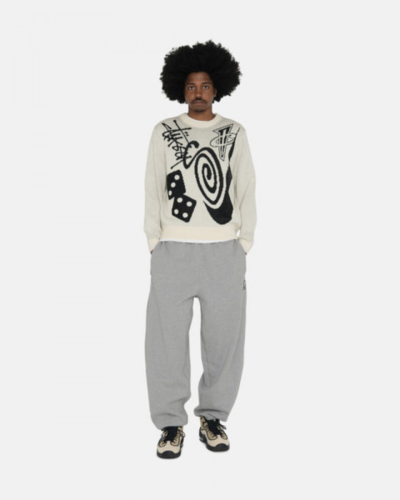 Dark Grey Men's Stussy Fleece Pant Sweatpants Philippines | PVQ-3311