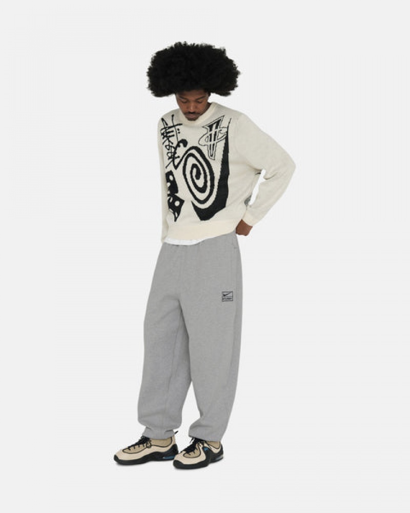 Dark Grey Men's Stussy Fleece Pant Sweatpants Philippines | PVQ-3311