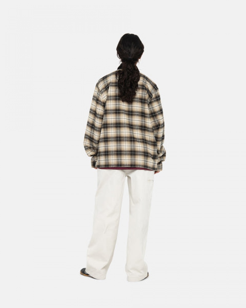 Dark Grey Women's Stussy Frank Plaid Zip Shirts Philippines | KQY-4039