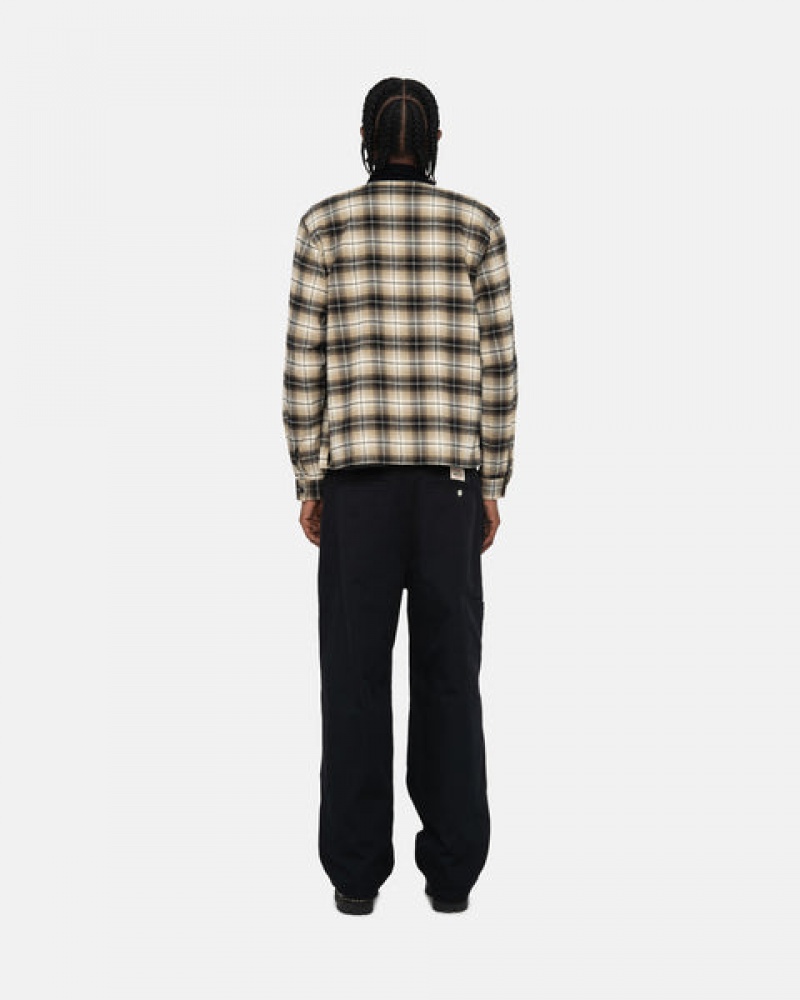 Dark Grey Women's Stussy Frank Plaid Zip Shirts Philippines | KQY-4039