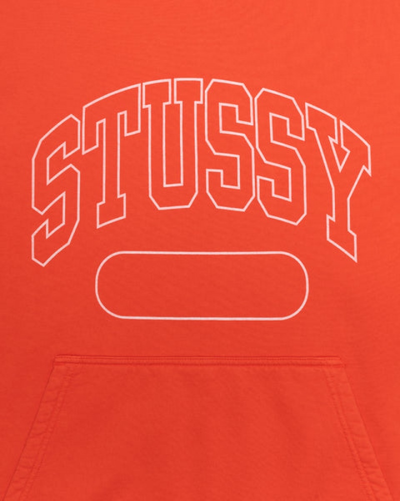 Deep Orange Men's Stussy Ss Boxy Cropped Hoodie Philippines | DLL-6861