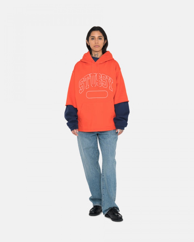 Deep Orange Men's Stussy Ss Boxy Cropped Hoodie Philippines | DLL-6861