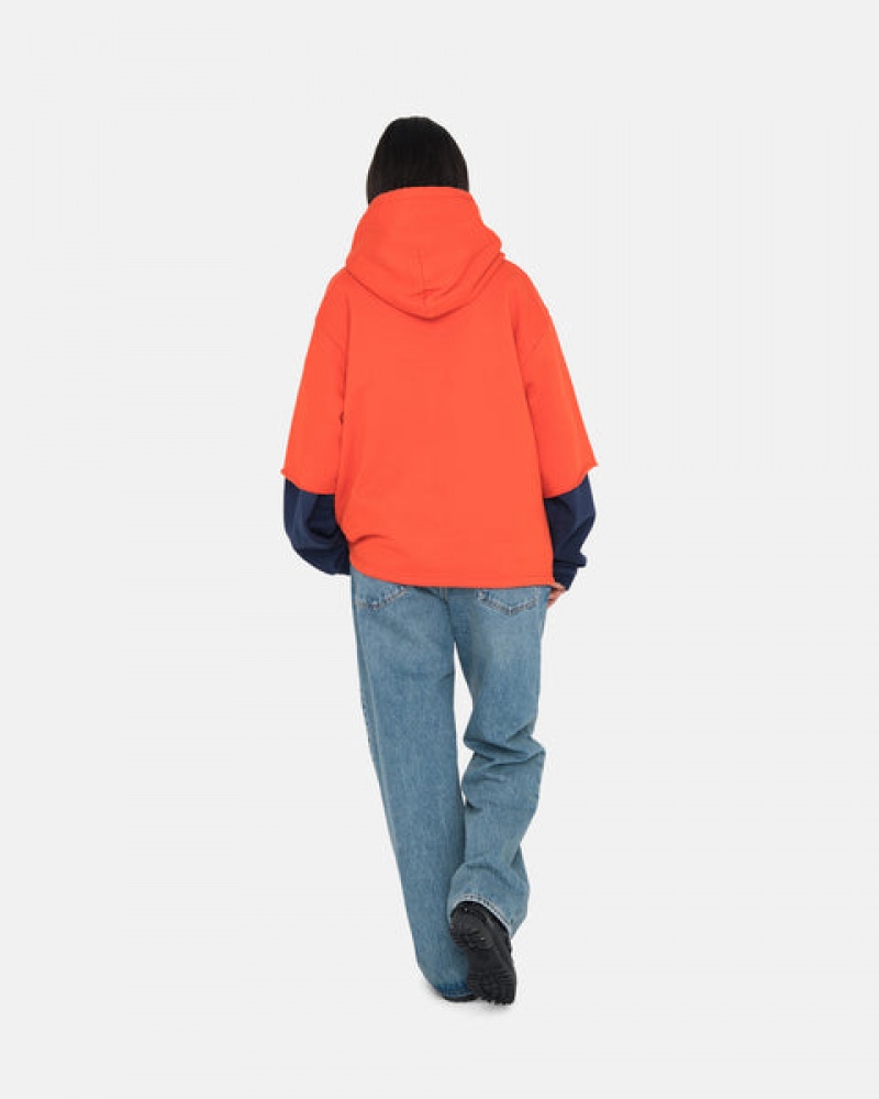 Deep Orange Men's Stussy Ss Boxy Cropped Hoodie Philippines | DLL-6861