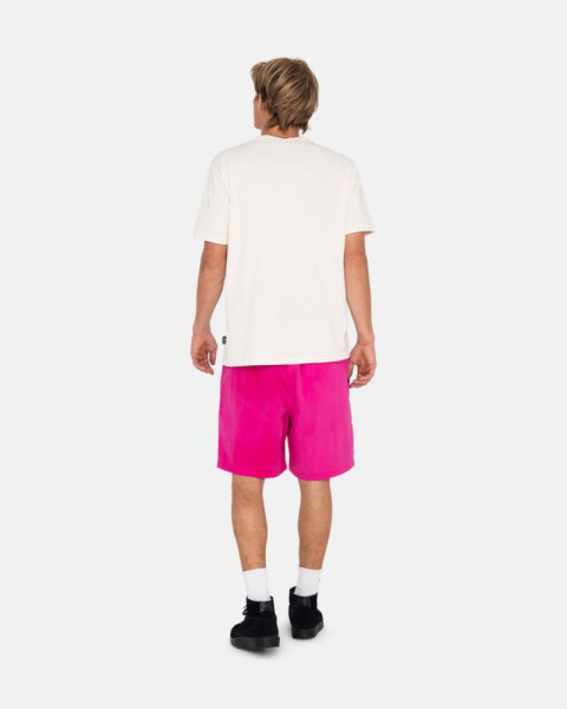 Fuchsia Men's Stussy Wave Dye Nylon Shorts Philippines | DFC-6687