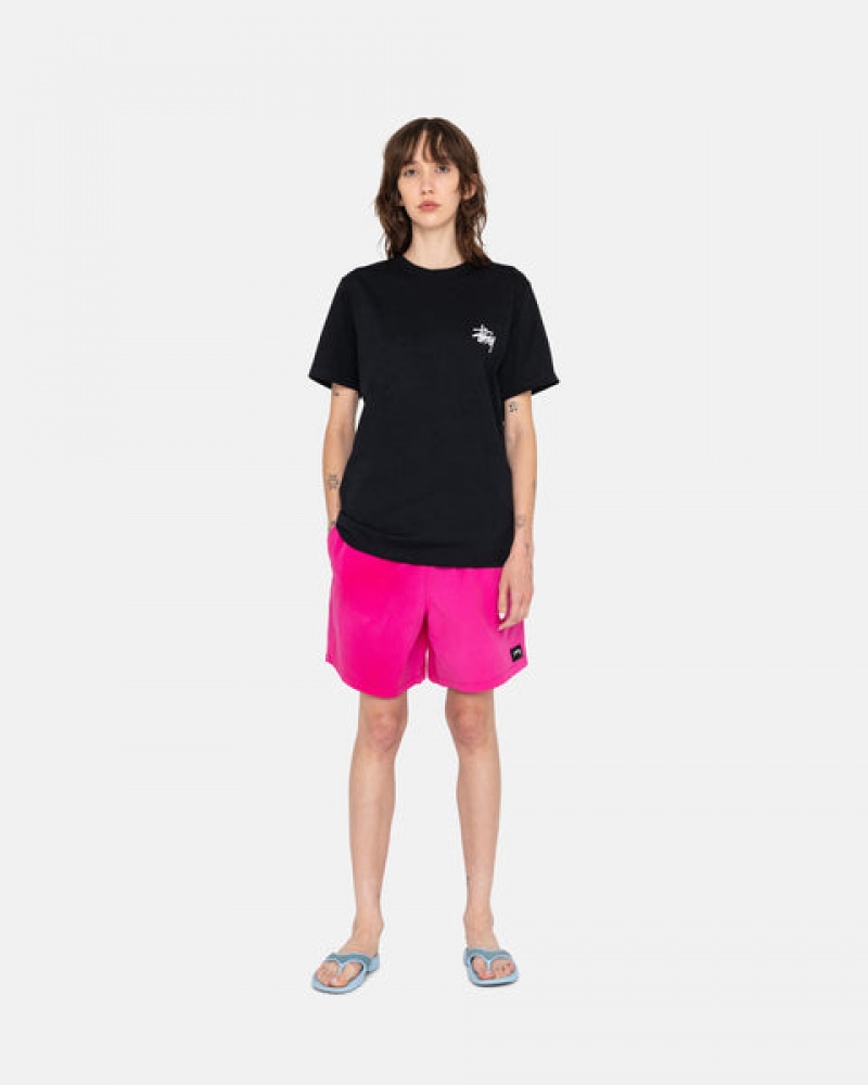 Fuchsia Men's Stussy Wave Dye Nylon Shorts Philippines | DFC-6687