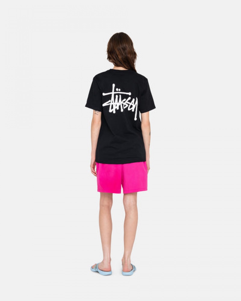 Fuchsia Men's Stussy Wave Dye Nylon Shorts Philippines | DFC-6687