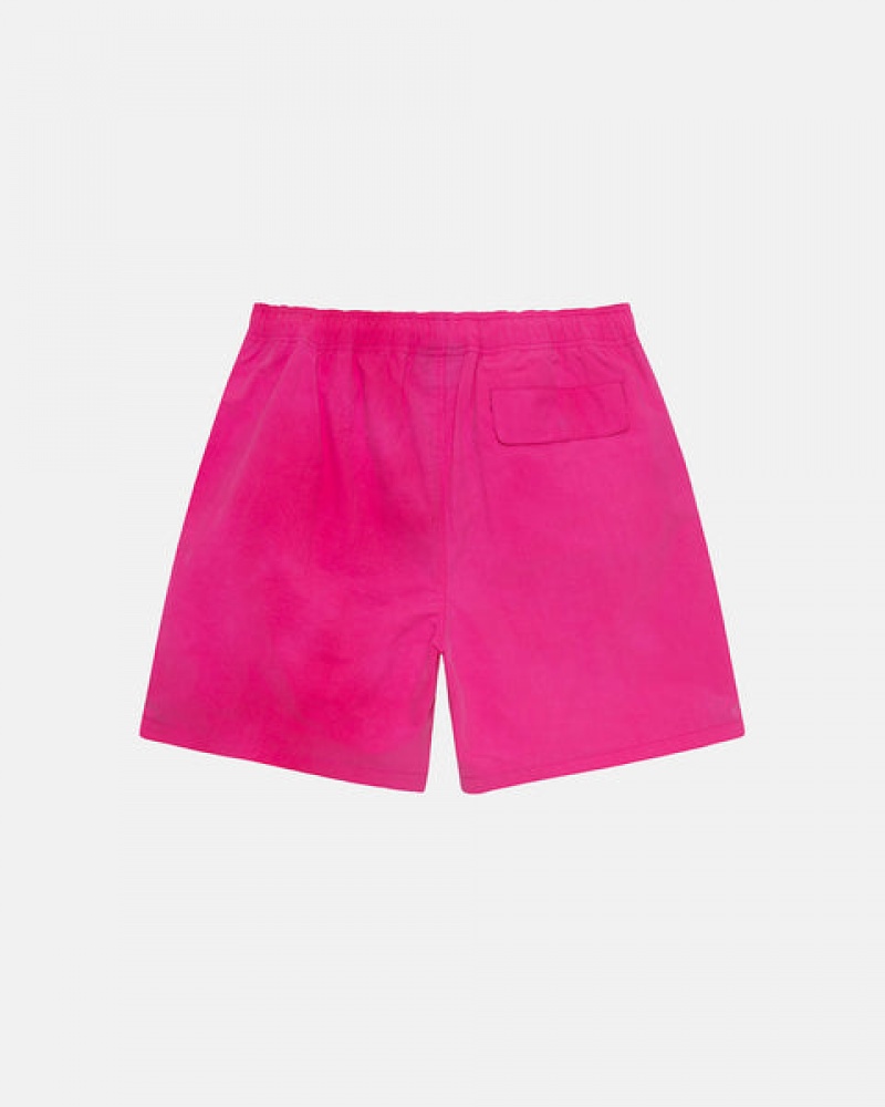 Fuchsia Men's Stussy Wave Dye Nylon Shorts Philippines | DFC-6687