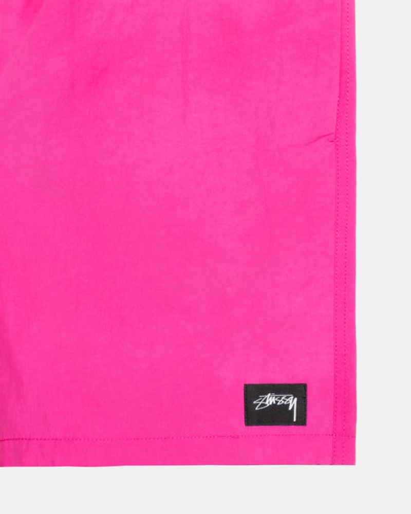 Fuchsia Men's Stussy Wave Dye Nylon Shorts Philippines | DFC-6687