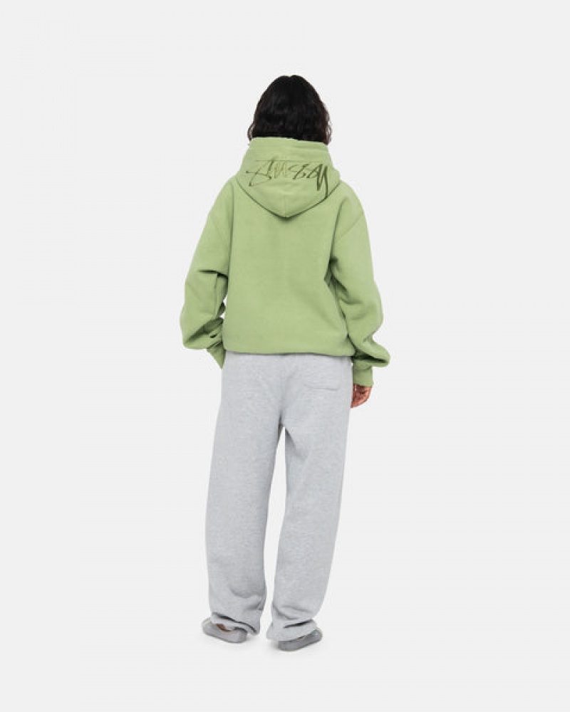 Green Men's Stussy Back Hood Applique Hood Sweatshirts Philippines | TKG-5922