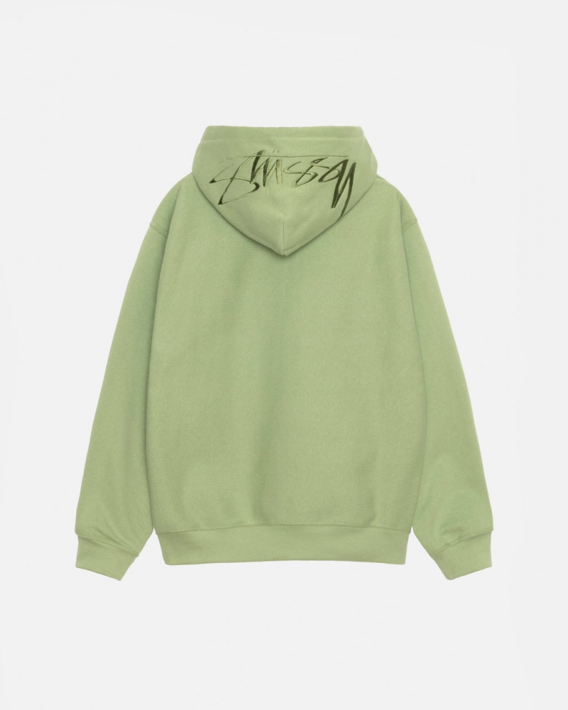 Green Men\'s Stussy Back Hood Applique Hood Sweatshirts Philippines | TKG-5922