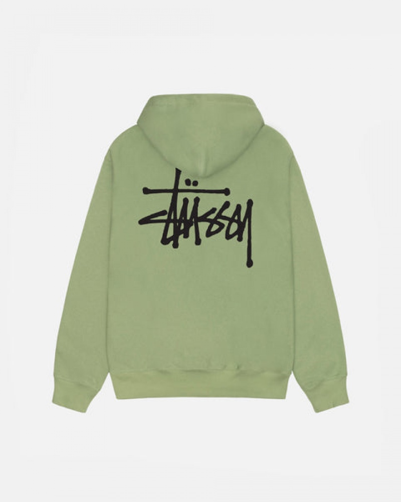 Green Men's Stussy Basic Stussy Zip Hood Sweatshirts Philippines | WOX-1329