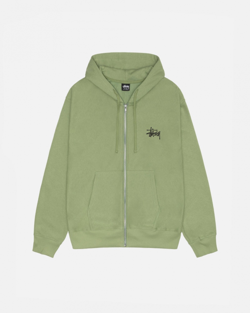 Green Men\'s Stussy Basic Stussy Zip Hood Sweatshirts Philippines | WOX-1329