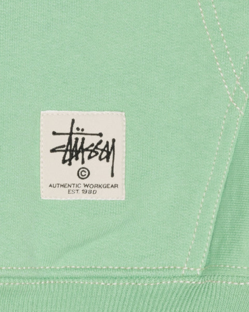 Green Men's Stussy Contrast Stitch Label Hood Sweatshirts Philippines | QIP-0393