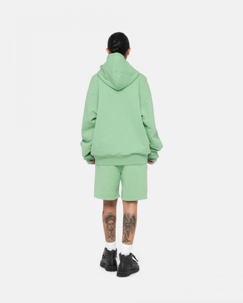 Green Men's Stussy Double Face Label Zip Hoodie Philippines | GOH-7102