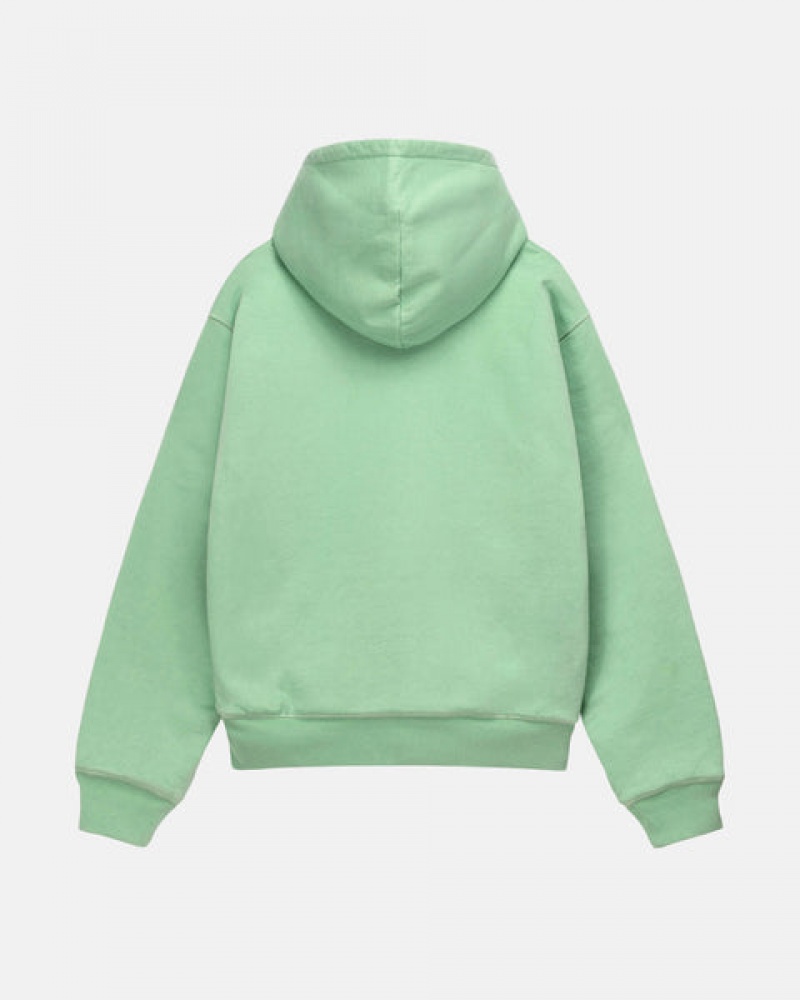 Green Men's Stussy Double Face Label Zip Hoodie Philippines | GOH-7102