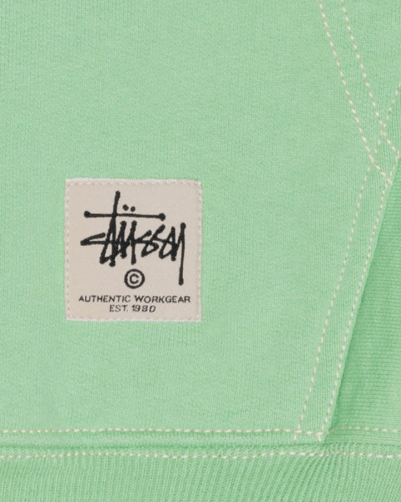 Green Men's Stussy Double Face Label Zip Hoodie Philippines | GOH-7102