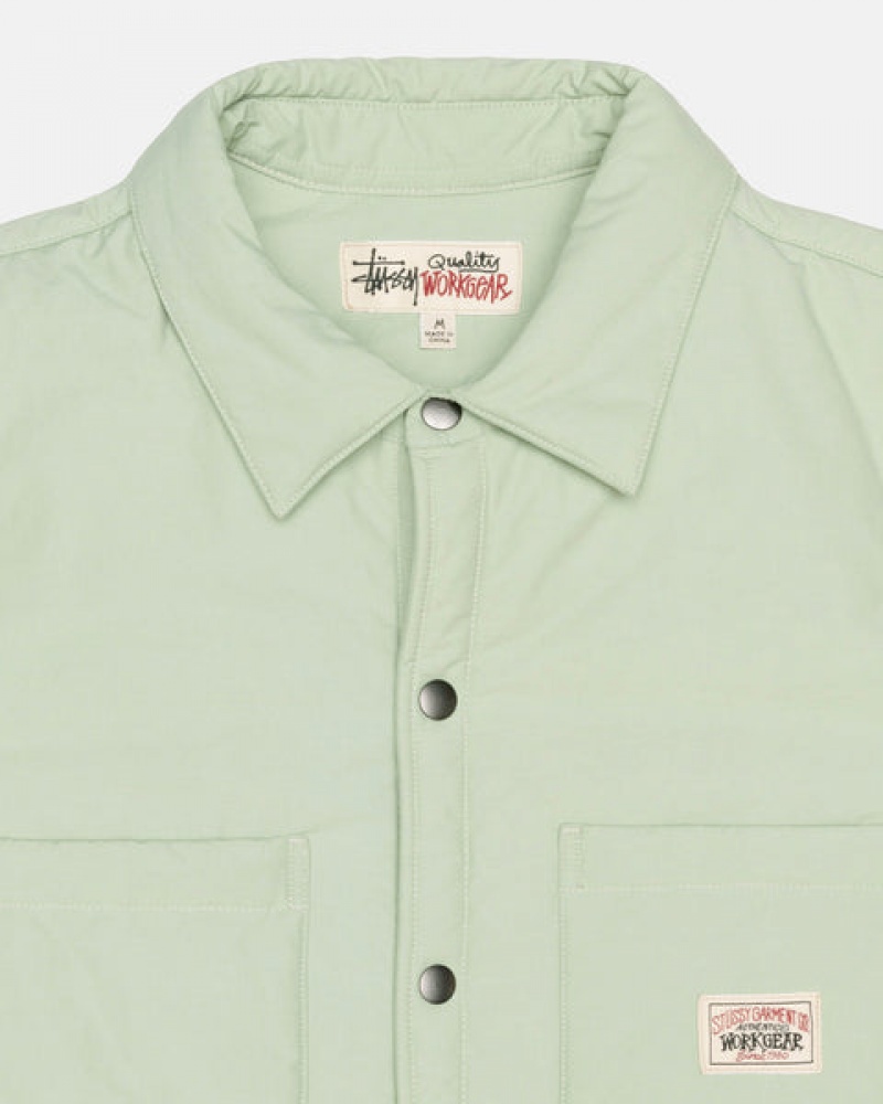 Green Men's Stussy Padded Tech Over Shirts Philippines | OYX-6015