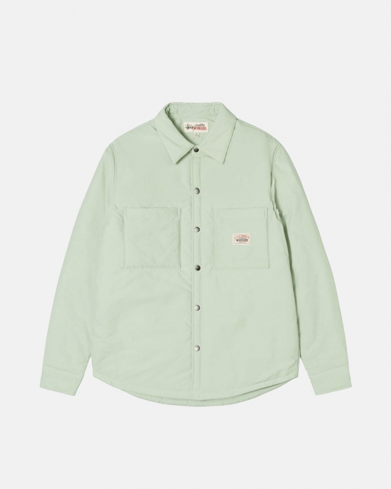 Green Men\'s Stussy Padded Tech Over Shirt Jackets Philippines | SEX-2479