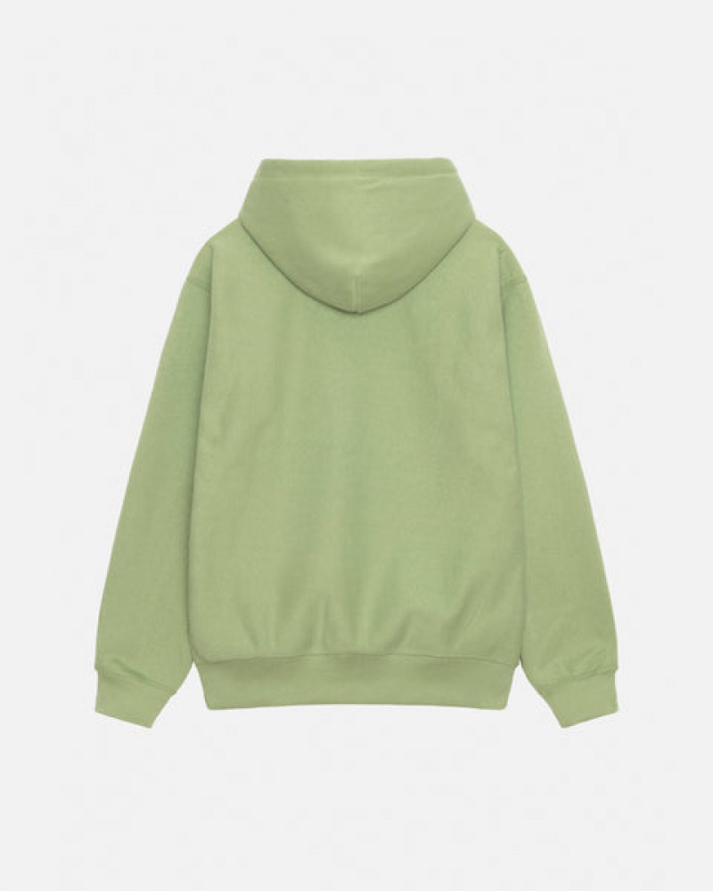 Green Men's Stussy Stock Logo Applique Hood Sweatshirts Philippines | KYC-7991